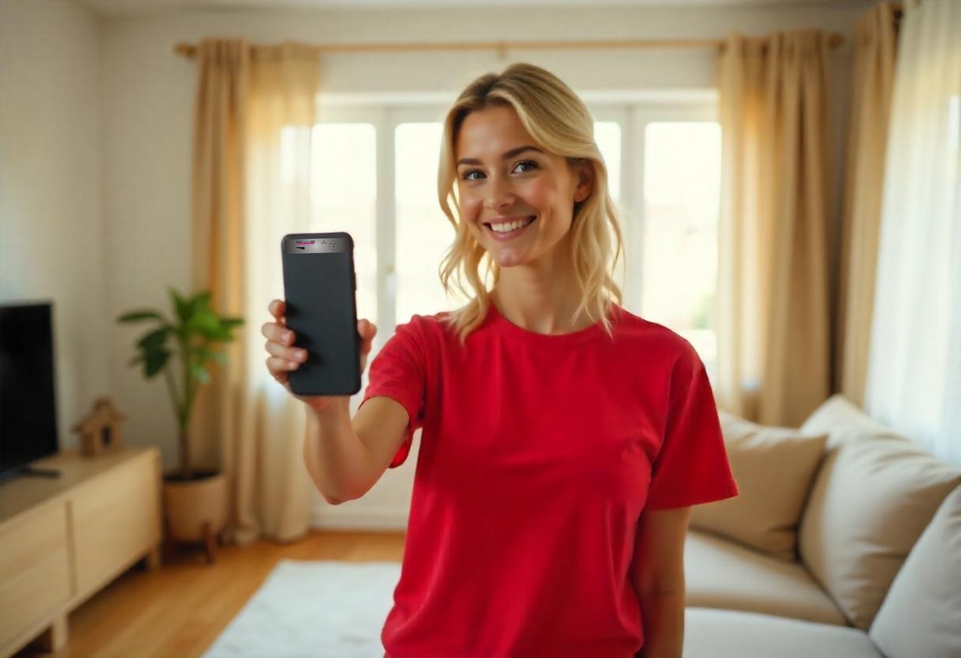 Fiatal szőke hölgy a SoftPulse650 készülékkel